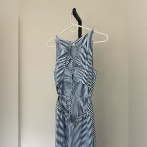 OPEN EDIT striped midi poplin dress